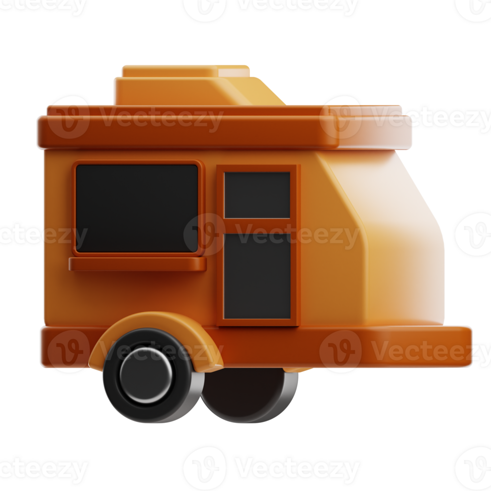 aanhangwagen camper camping illustratie 3d png