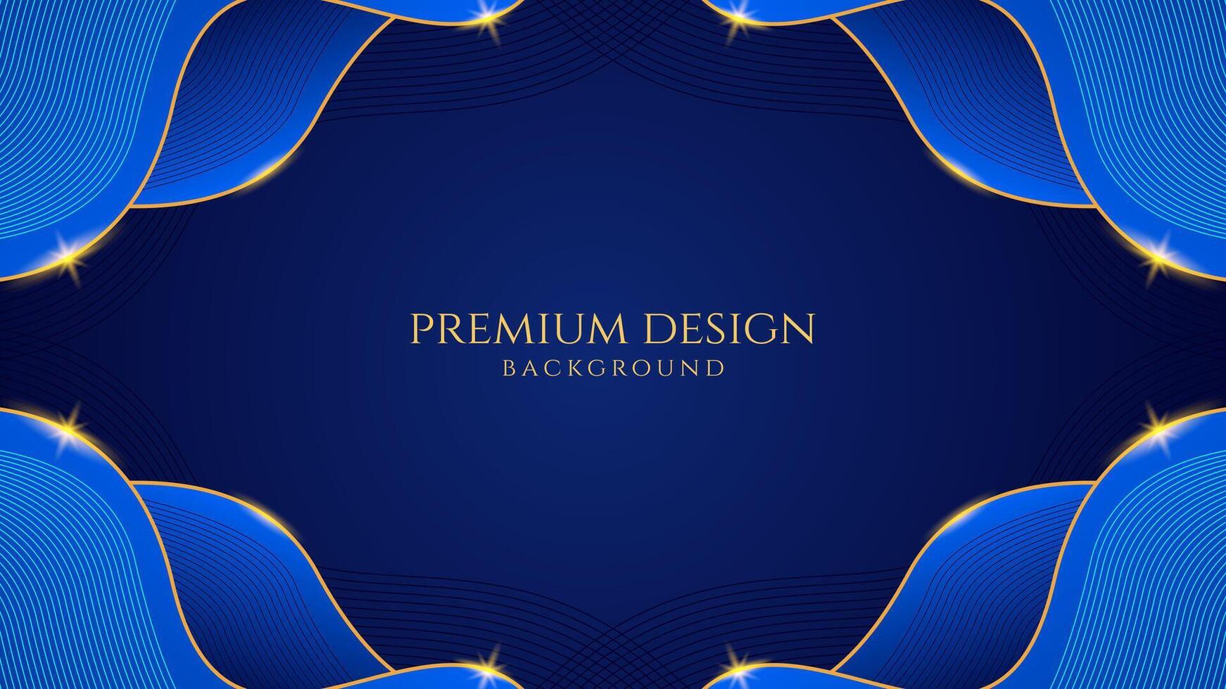 Dark blue luxury premium background with shining gold line waves, suitable for banners, wallpapers, brochures and posters. illustration vector