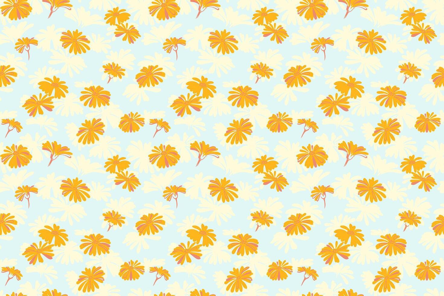 verano sencillo sin costura modelo con resumen formas floral. creativo amarillo ditsy flores impresión en un azul antecedentes. mano dibujo bosquejo. modelo para diseños, tela, textiles vector