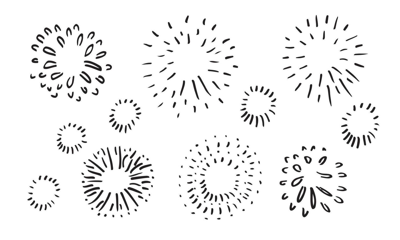 set of doodle firework isolated on white background hand drawn from firework.design elements. vector