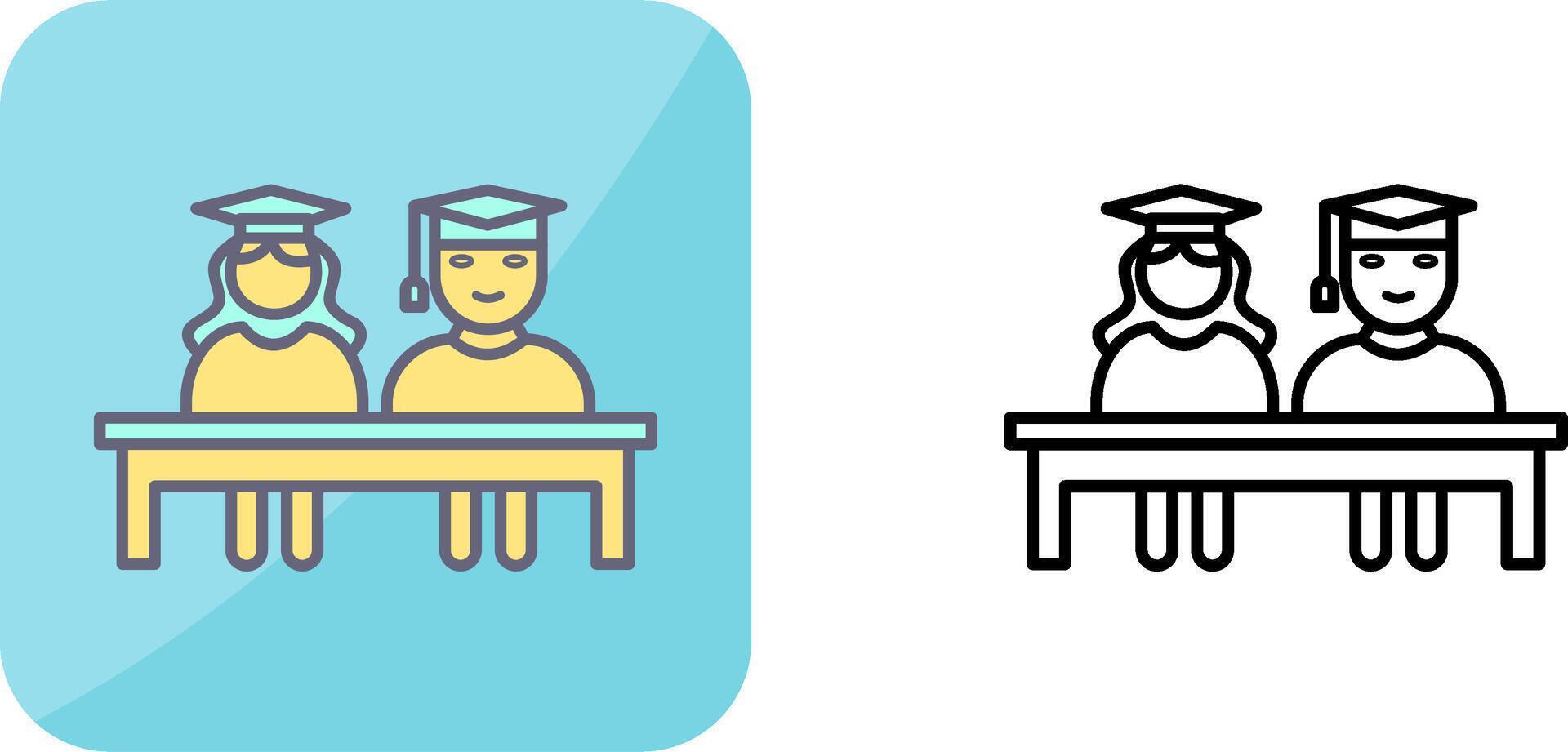 Unique Students Sitting Icon Design vector