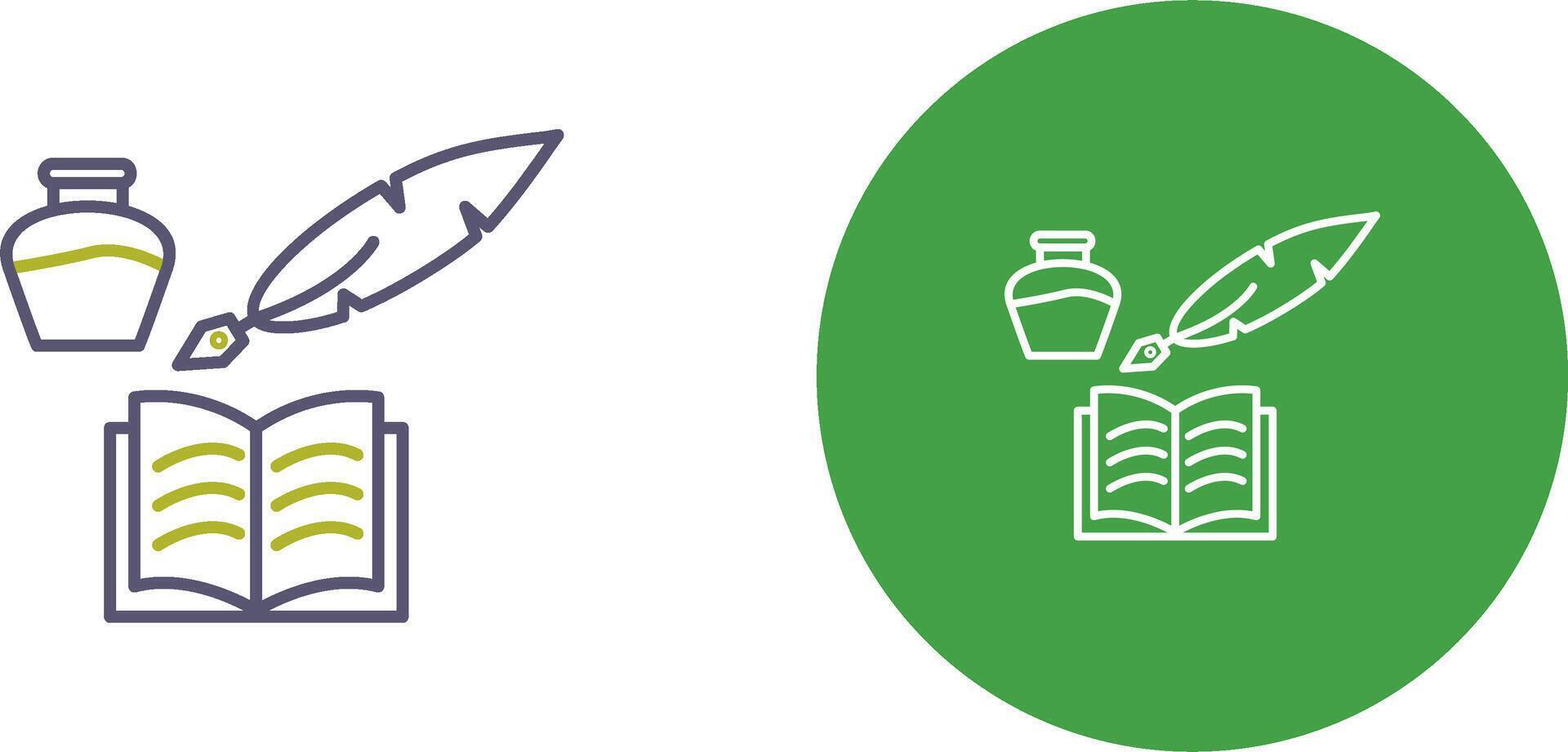 Unique Quill and Book Icon Design vector