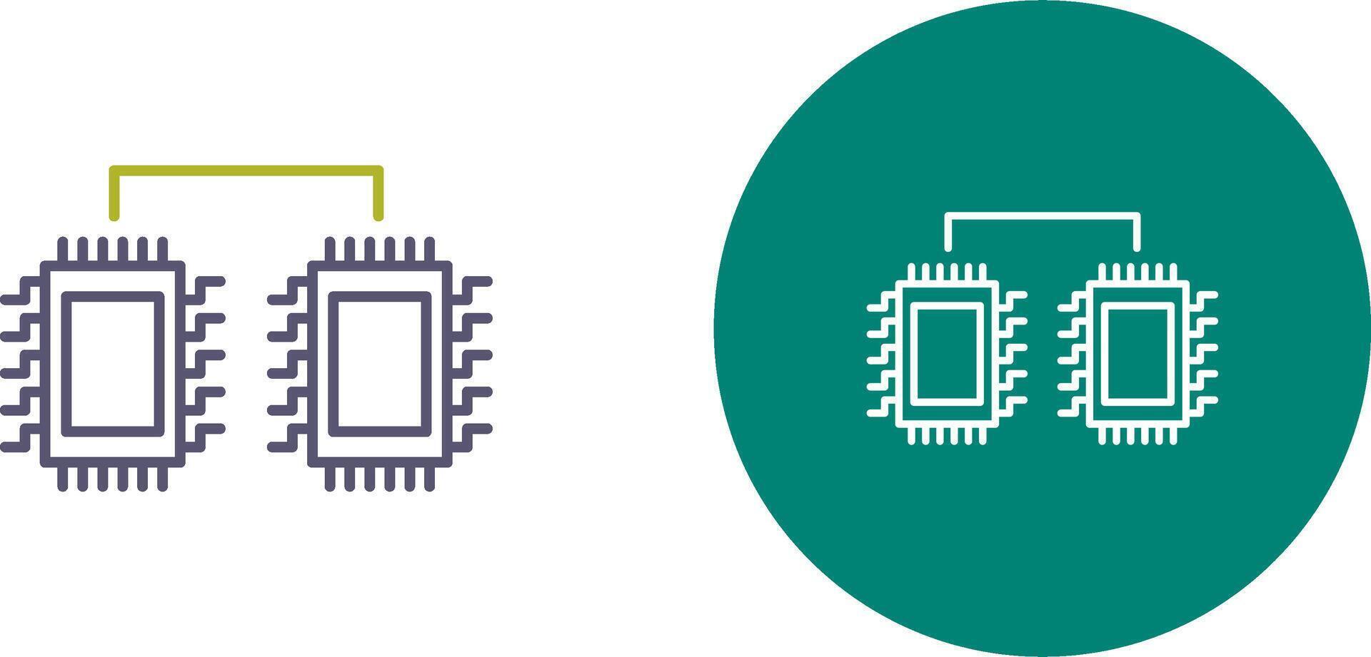 Processors Connected Icon Design vector