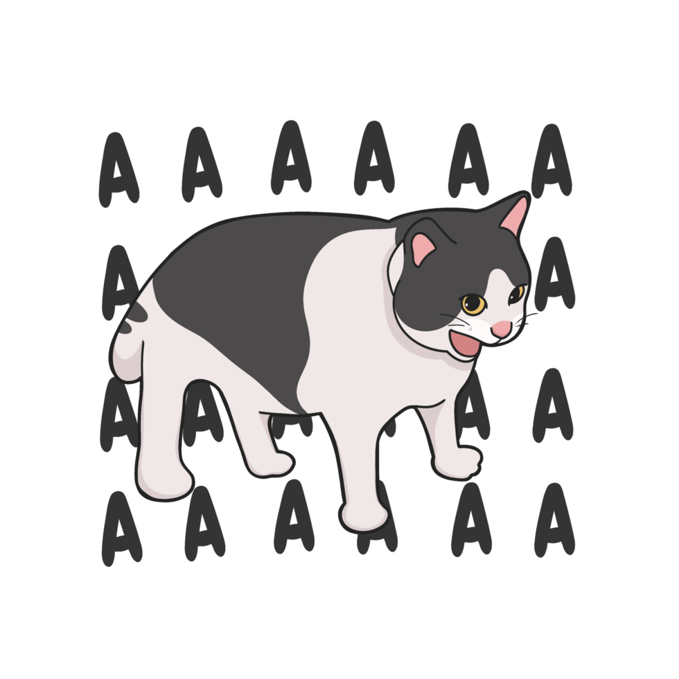 A Scream Cat Meme Sticker Tshirt Illustration png