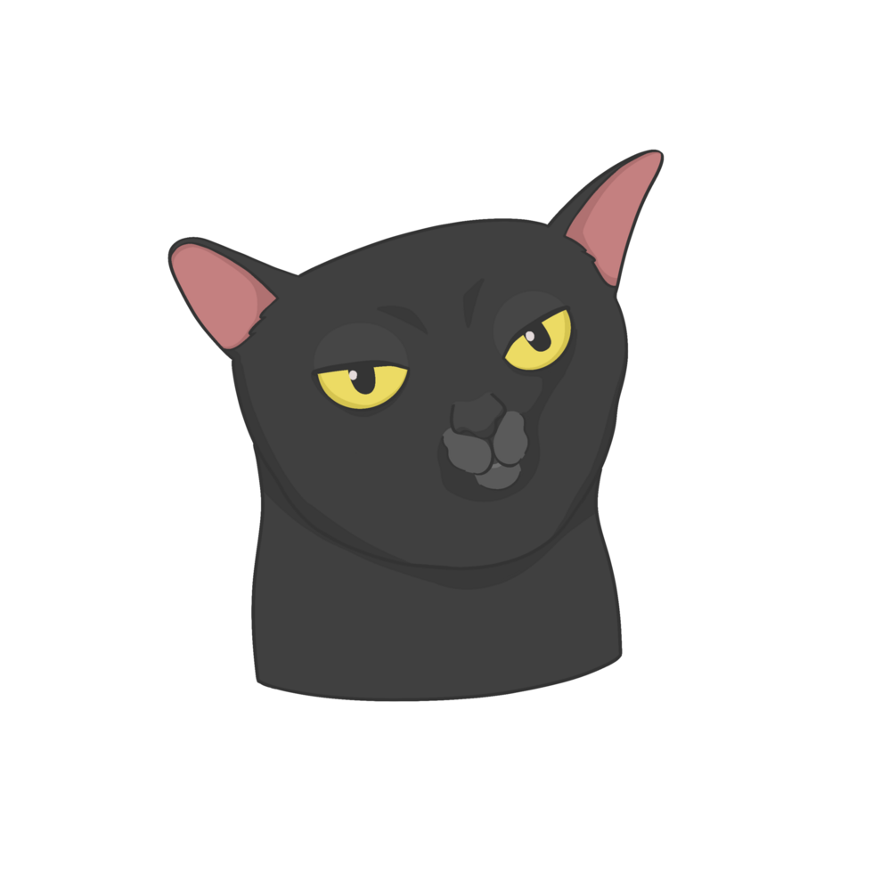 Annoyed Black Cat Meme Sticker Tshirt Illustration png