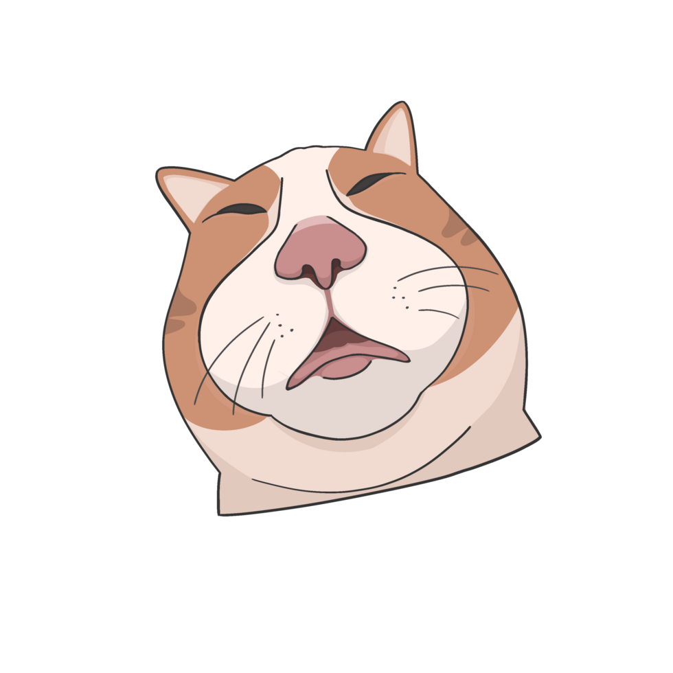 Sleepy Drooling Cat Meme Sticker Tshirt Illustration png