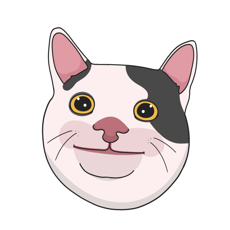 Smile Cat Meme Sticker Tshirt Illustration png