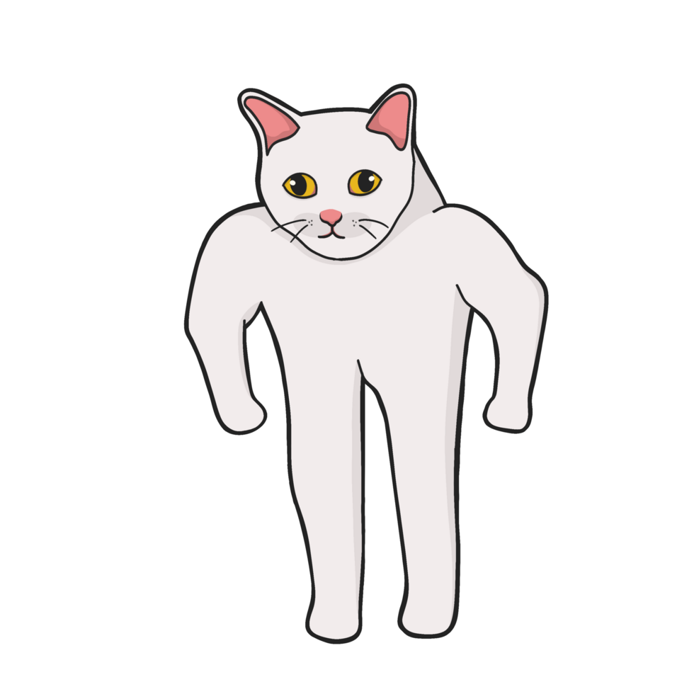 Strong Buff Cat Meme Sticker Tshirt Illustration png