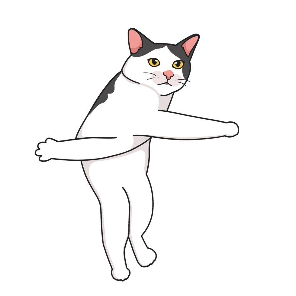 Twisted Stuck Cat Meme Sticker Tshirt Illustration png