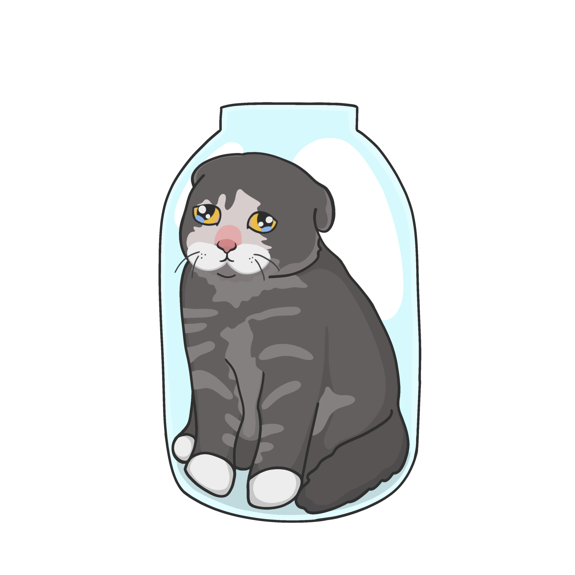 Cat in Jar Sticker 44876797 PNG