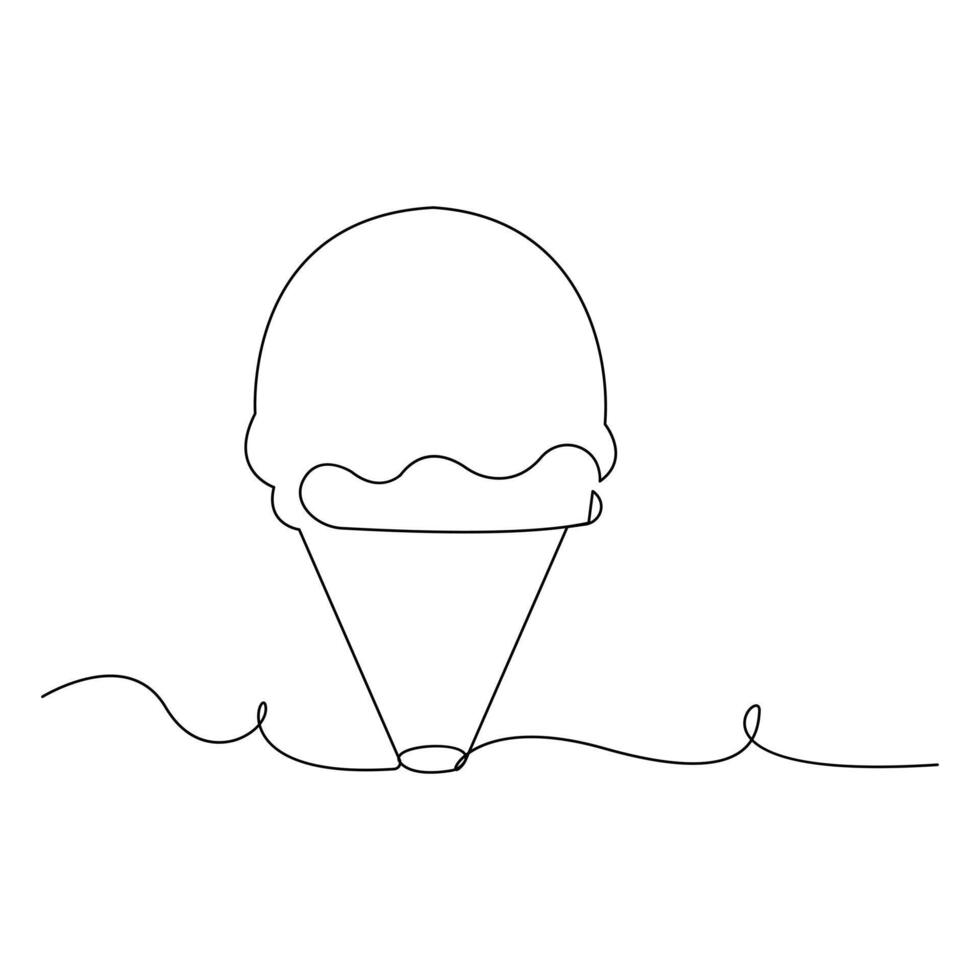 Ice Cream Continuous One line drawing Illustrations and Vectors design