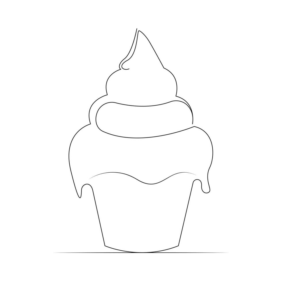 Ice Cream Continuous One line drawing Illustrations and Vectors design