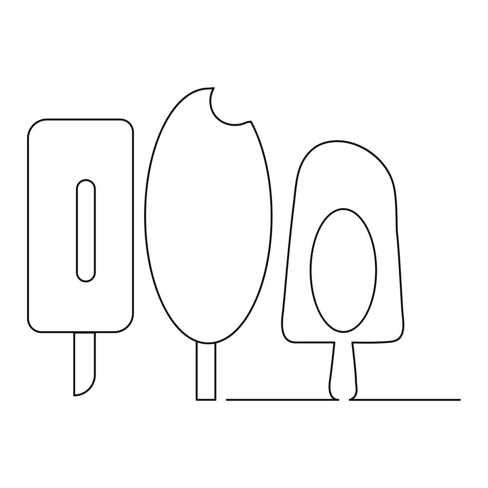 Ice Cream Continuous One line drawing Illustrations and Vectors design