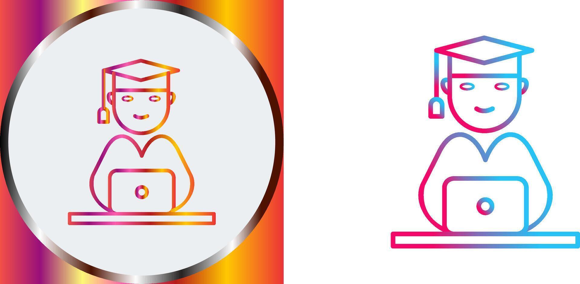 Unique Studying on Laptop Icon Design vector