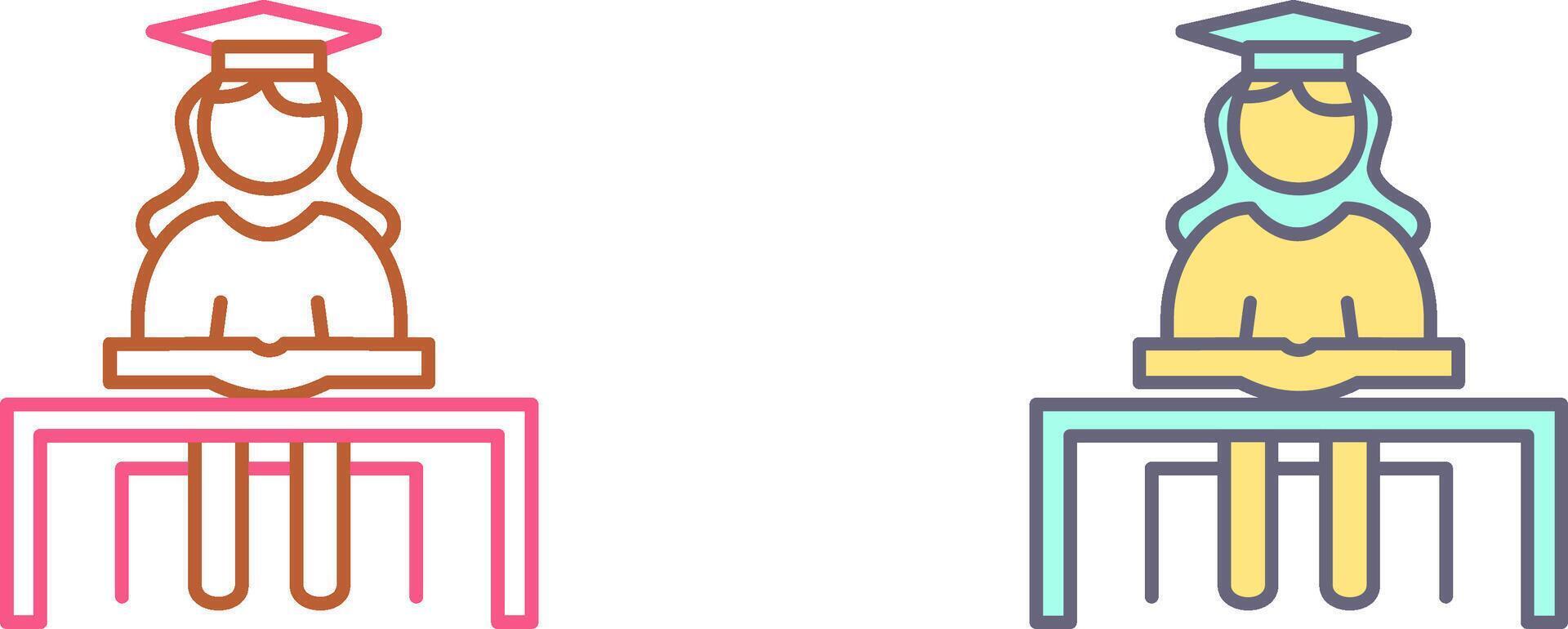 Unique Female Student Studying Icon Design vector