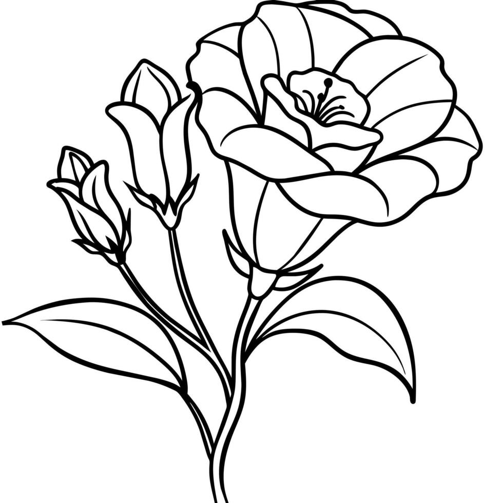 lisianthus flor contorno ilustración colorante libro página diseño, lisianthus flor negro y blanco línea Arte dibujo colorante libro paginas para niños y adultos vector