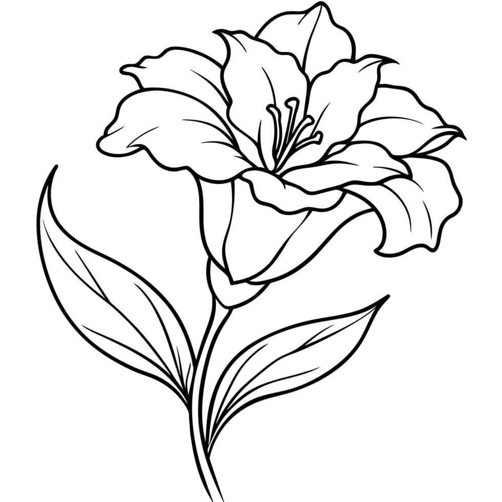 lisianthus flor contorno ilustración colorante libro página diseño, lisianthus flor negro y blanco línea Arte dibujo colorante libro paginas para niños y adultos vector