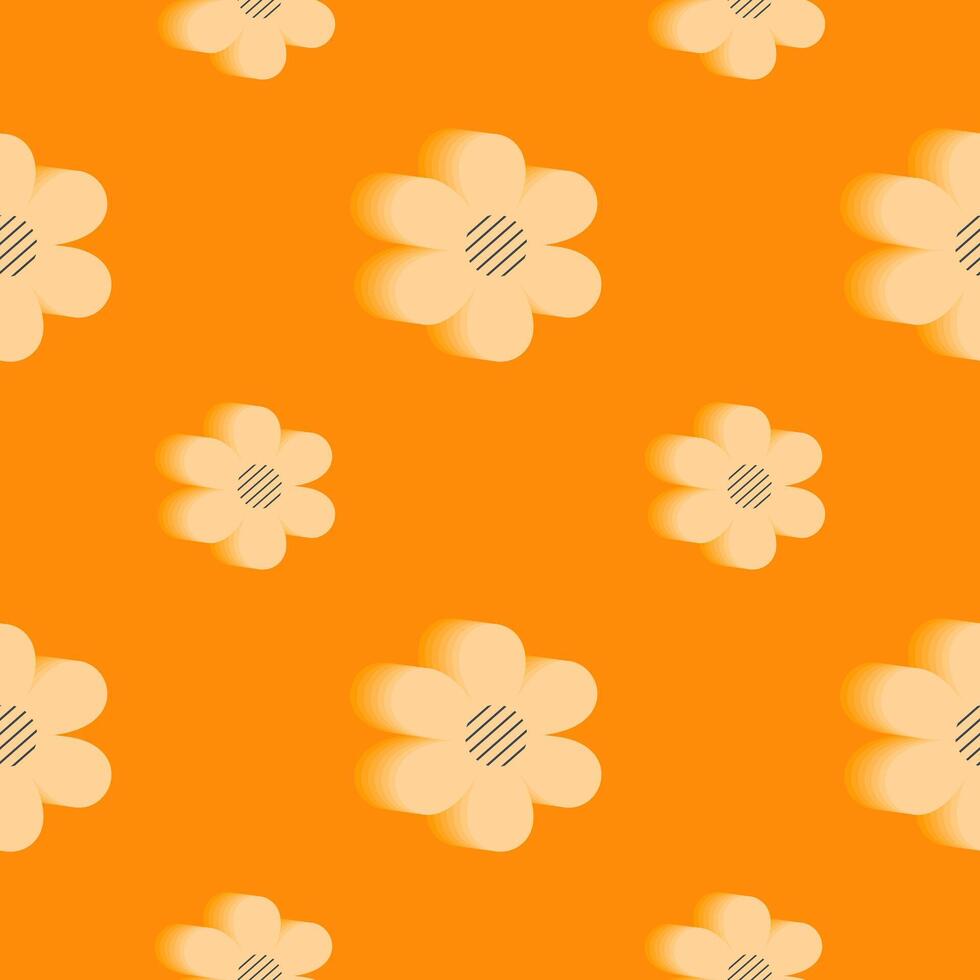 y2k background. Abstract 3D flowers on a orange background. Seamless pattern vector