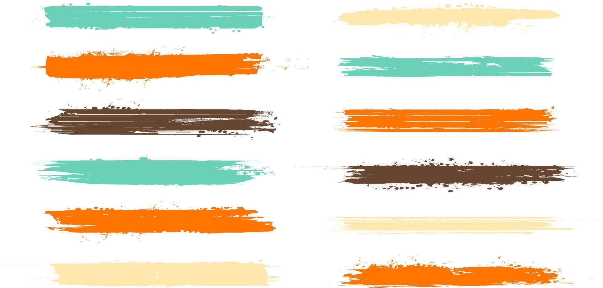 Colorful Art Paint Brush Stroke Set vector