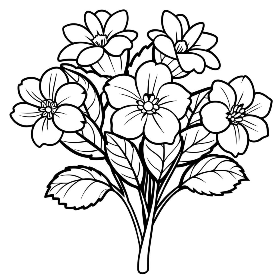 primavera flor contorno ilustración colorante libro página diseño vector