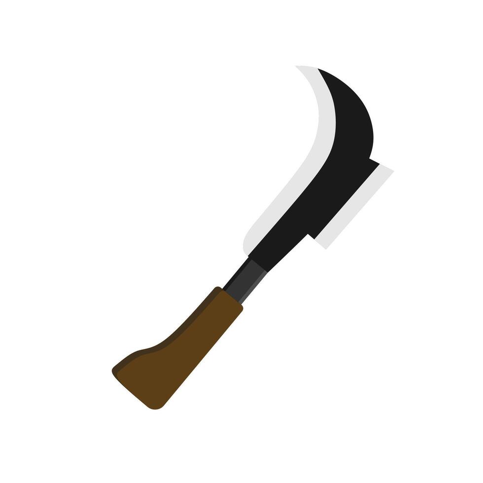 billhook flat design illustration isolated color on white background. This cutting tool is used to slice string, cut flowers, prune vines, trimming vines and graft trees. vector