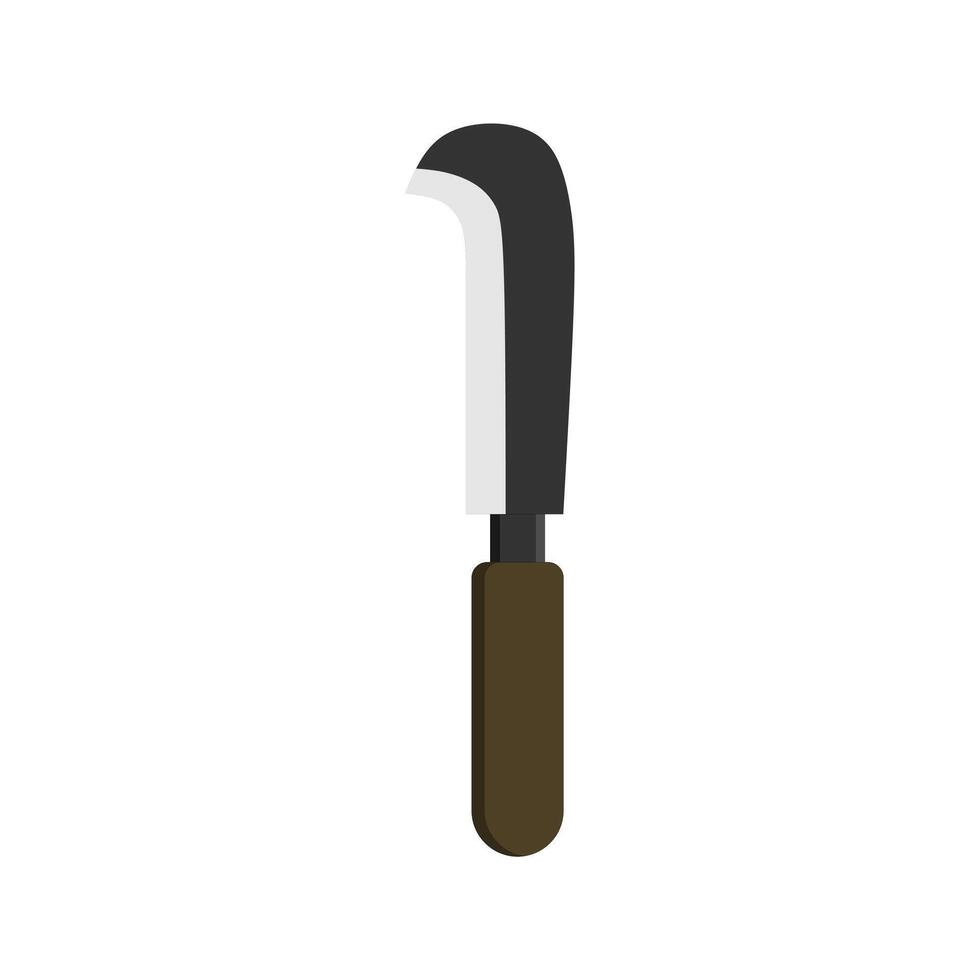 billhook flat design illustration isolated color on white background. This cutting tool is used to slice string, cut flowers, prune vines, trimming vines and graft trees. vector