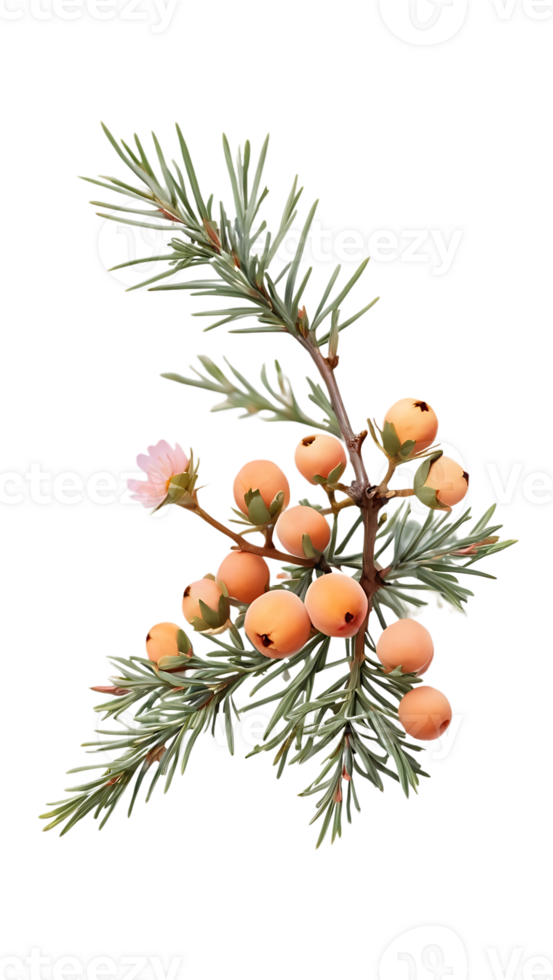 branch of juniper with orange berries on a branch png