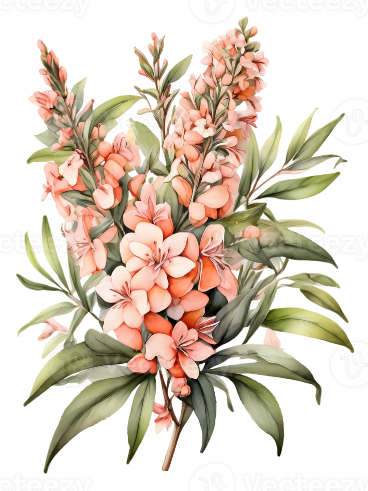 watercolor illustration of a bunch of pink flowers png