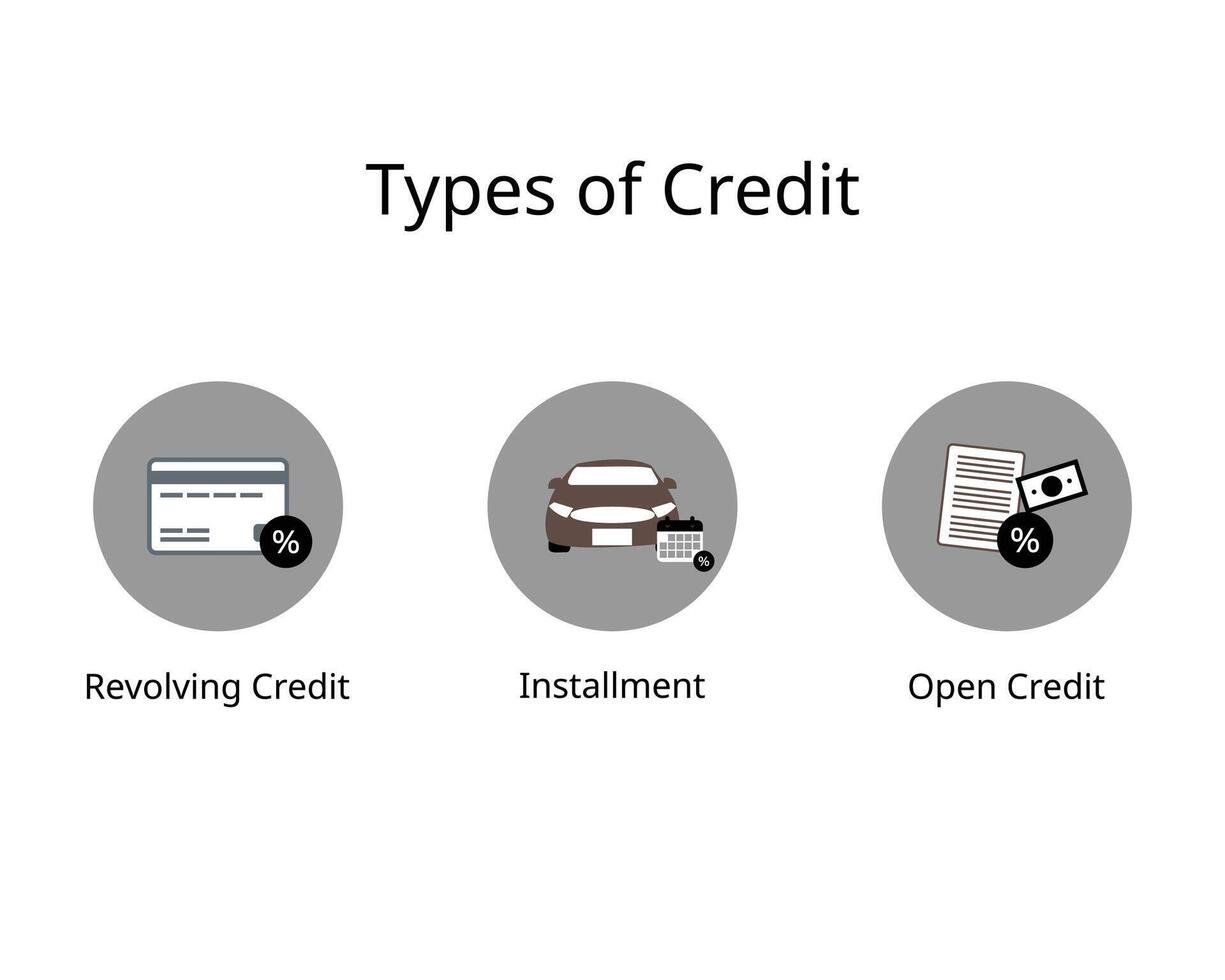 type of credit for revolving credit, installment, open credit vector