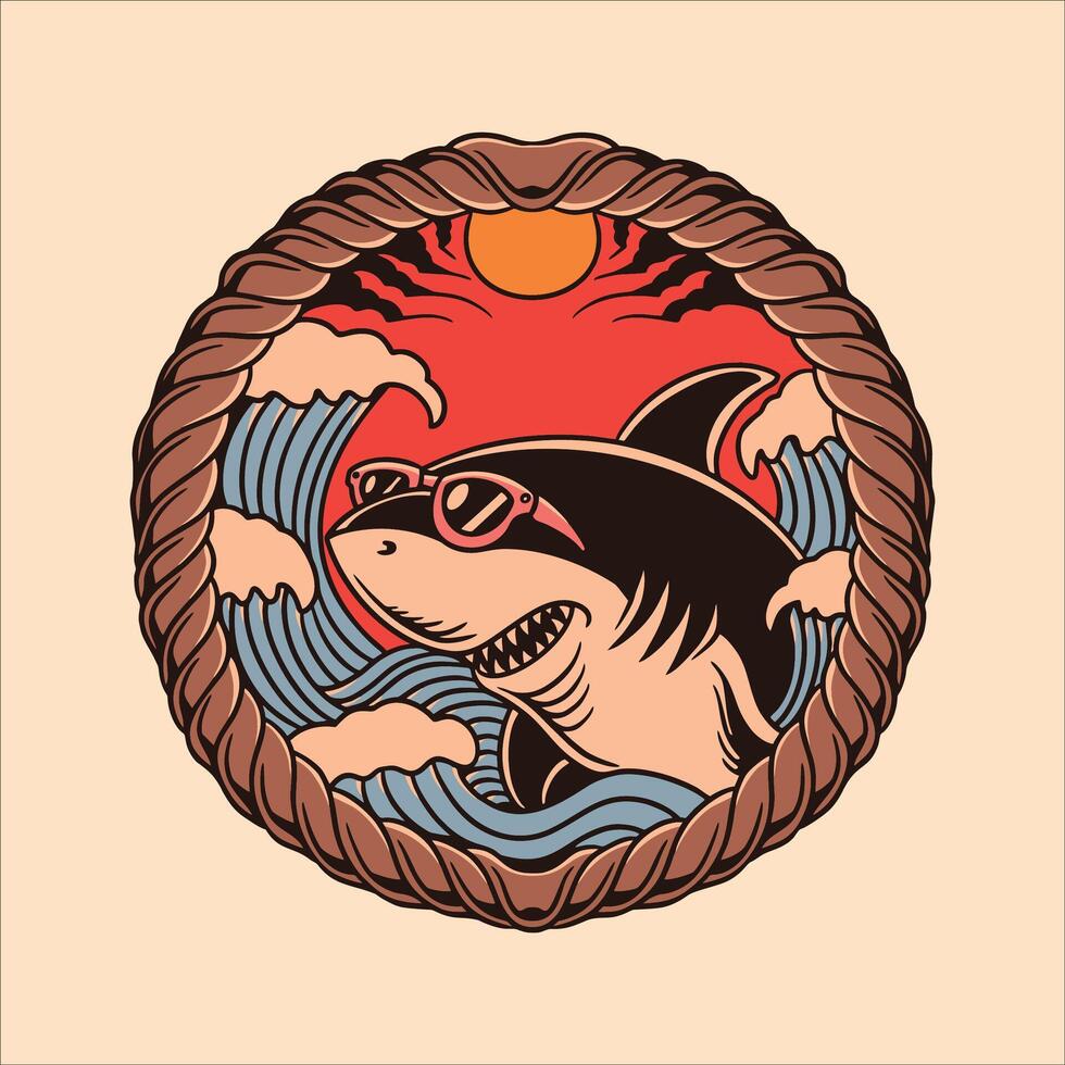 summer shark illustration design vector