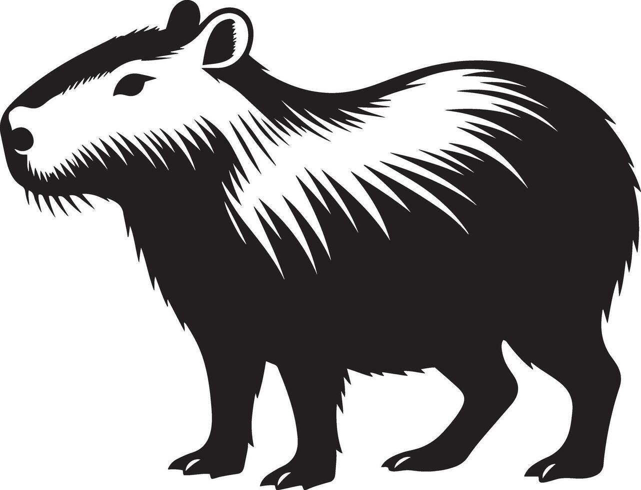 Capybara silhouette illustration on white background. vector