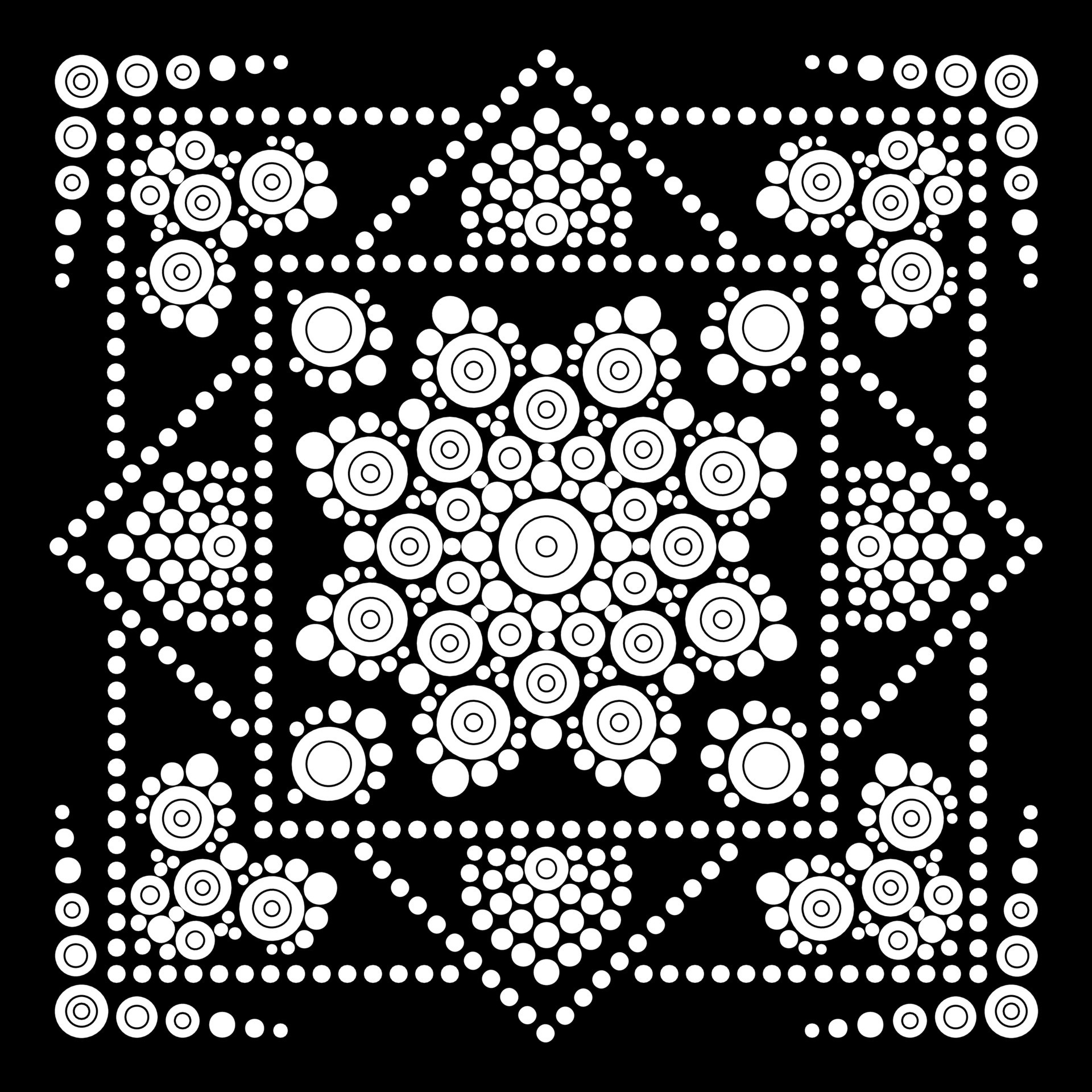 Dot mandala Coloring page for relaxation and meditation. Aboriginal