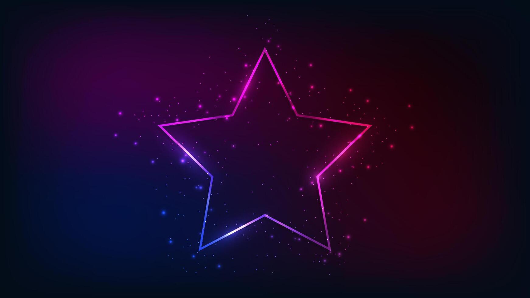 Neon frame in star form with shining effects vector