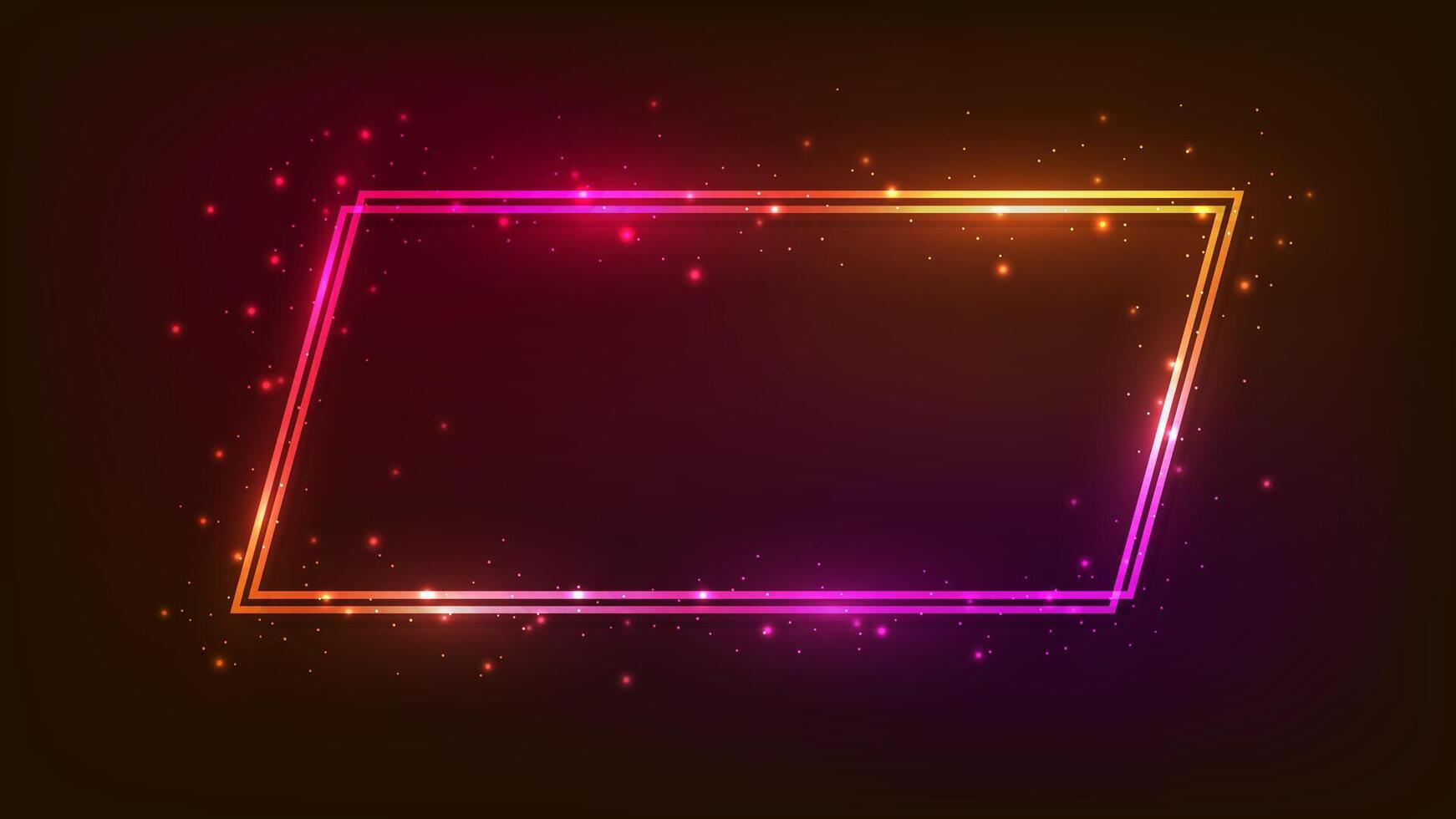Neon double quadrangle frame vector