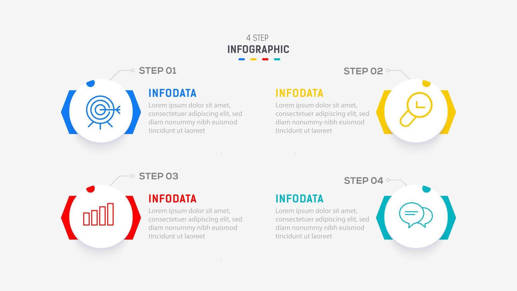 Four Step Infographic element design template for presentation. process diagram and presentations step, workflow layout, banner, flow chart, info graphic illustration. vector