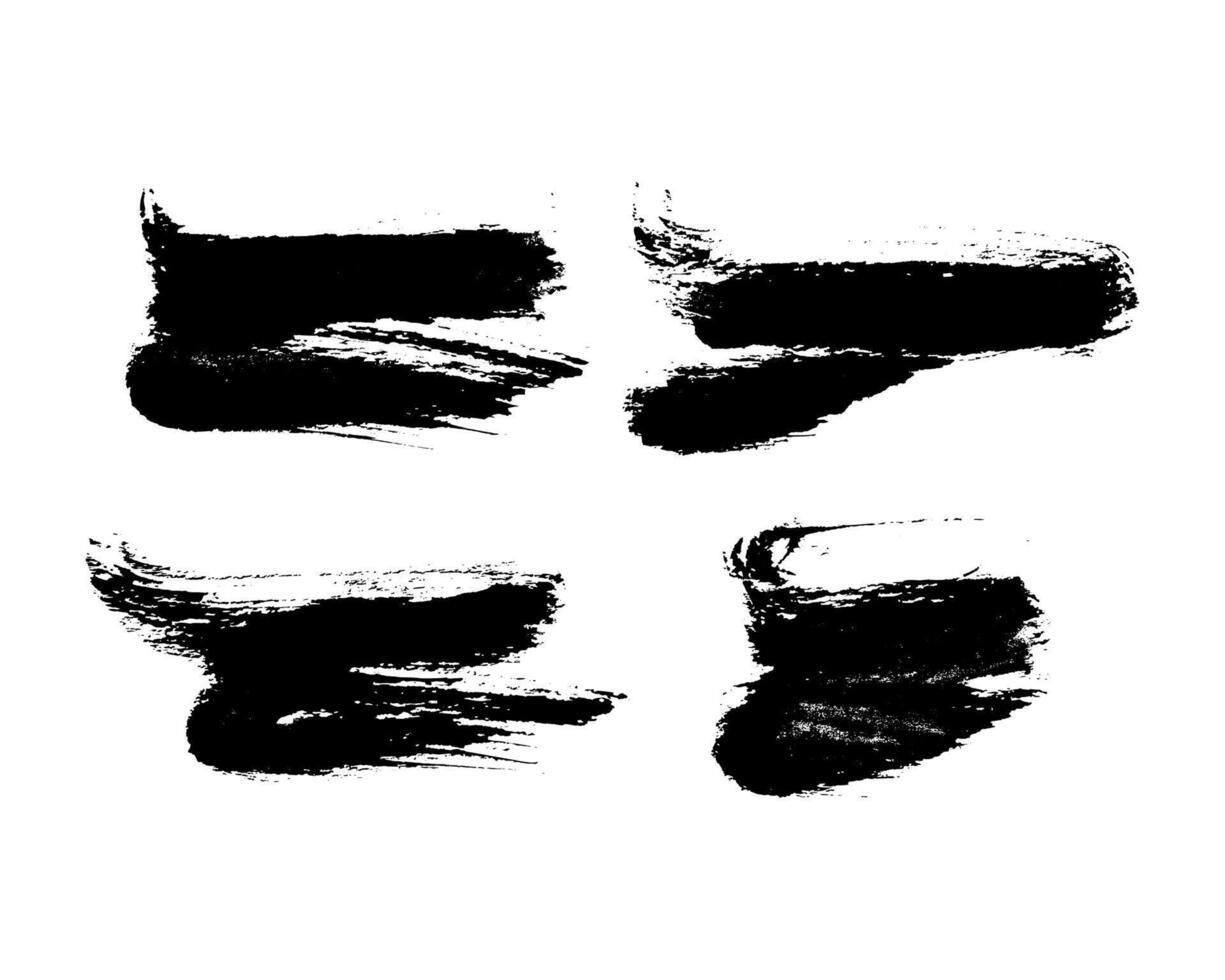 Set of black hand drawn brush strokes vector