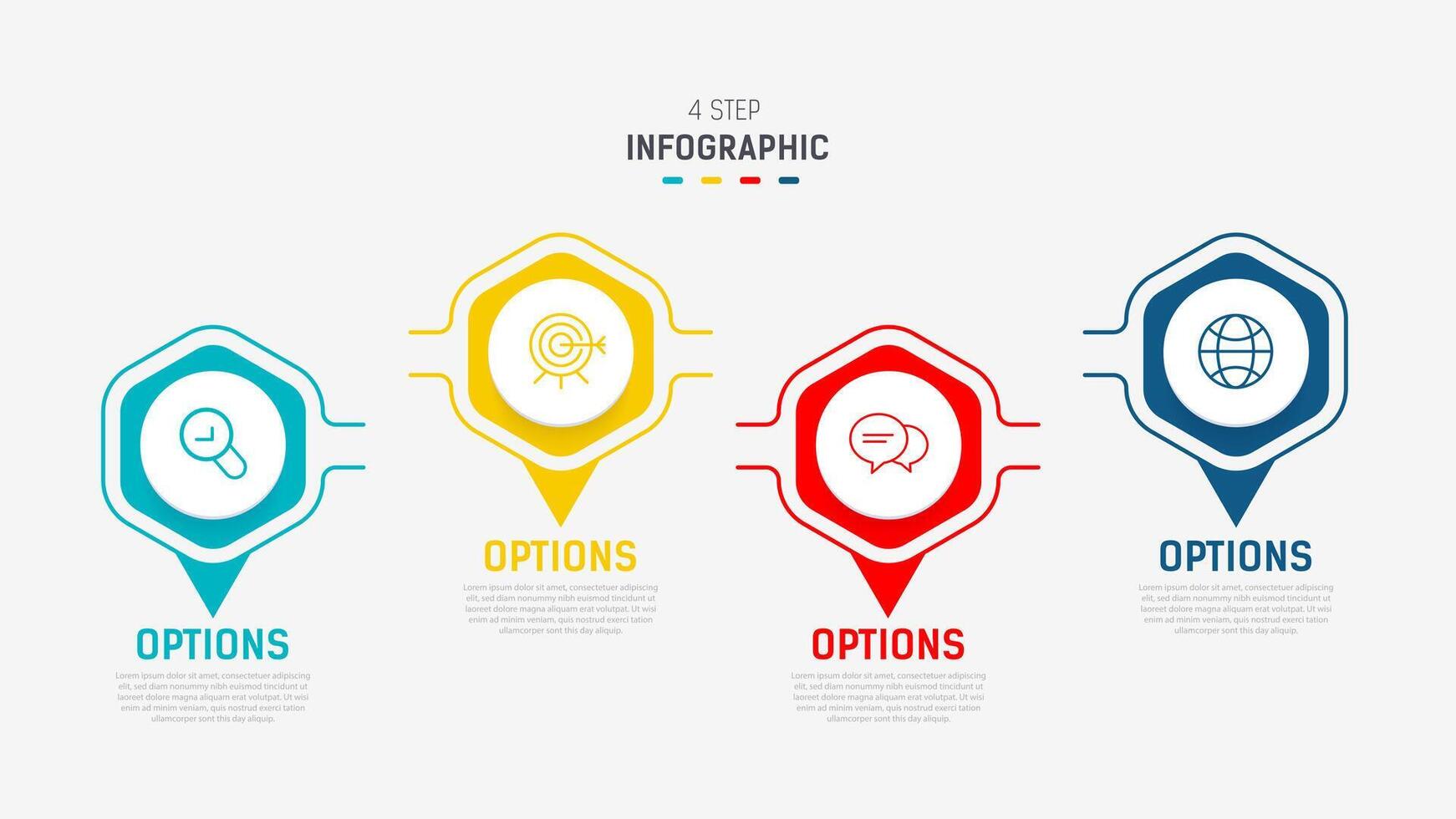 Four Step Infographic element design template for presentation. process diagram and presentations step, workflow layout, banner, flow chart, info graphic illustration. vector