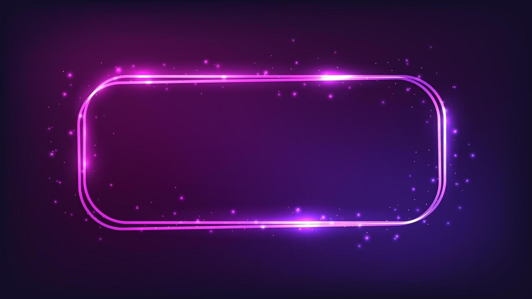 Neon double rounded rectangular frame vector