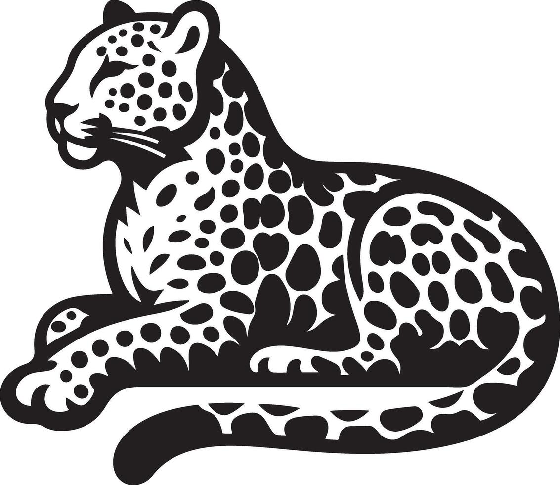 Silent Leopard silhouette illustration on white background. vector