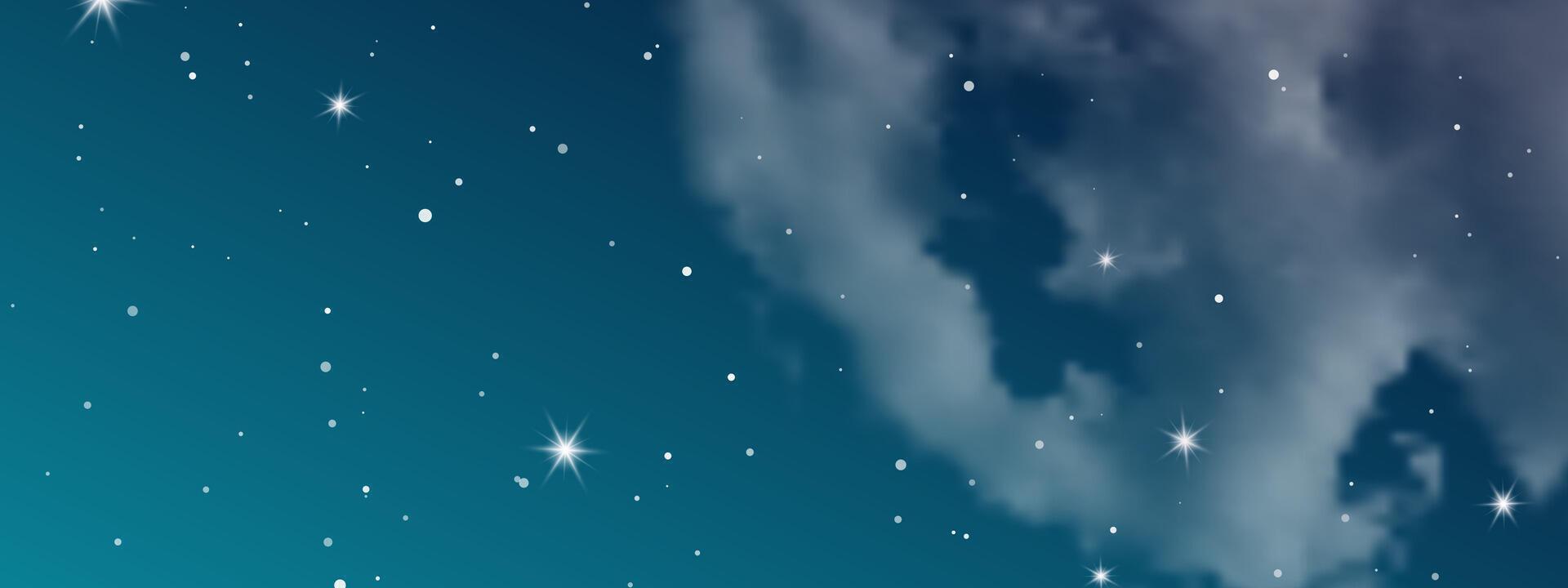 Night sky with clouds and many stars vector