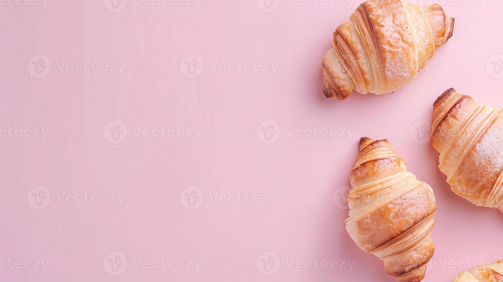 Top view background with a variety of bakery products and bread photo