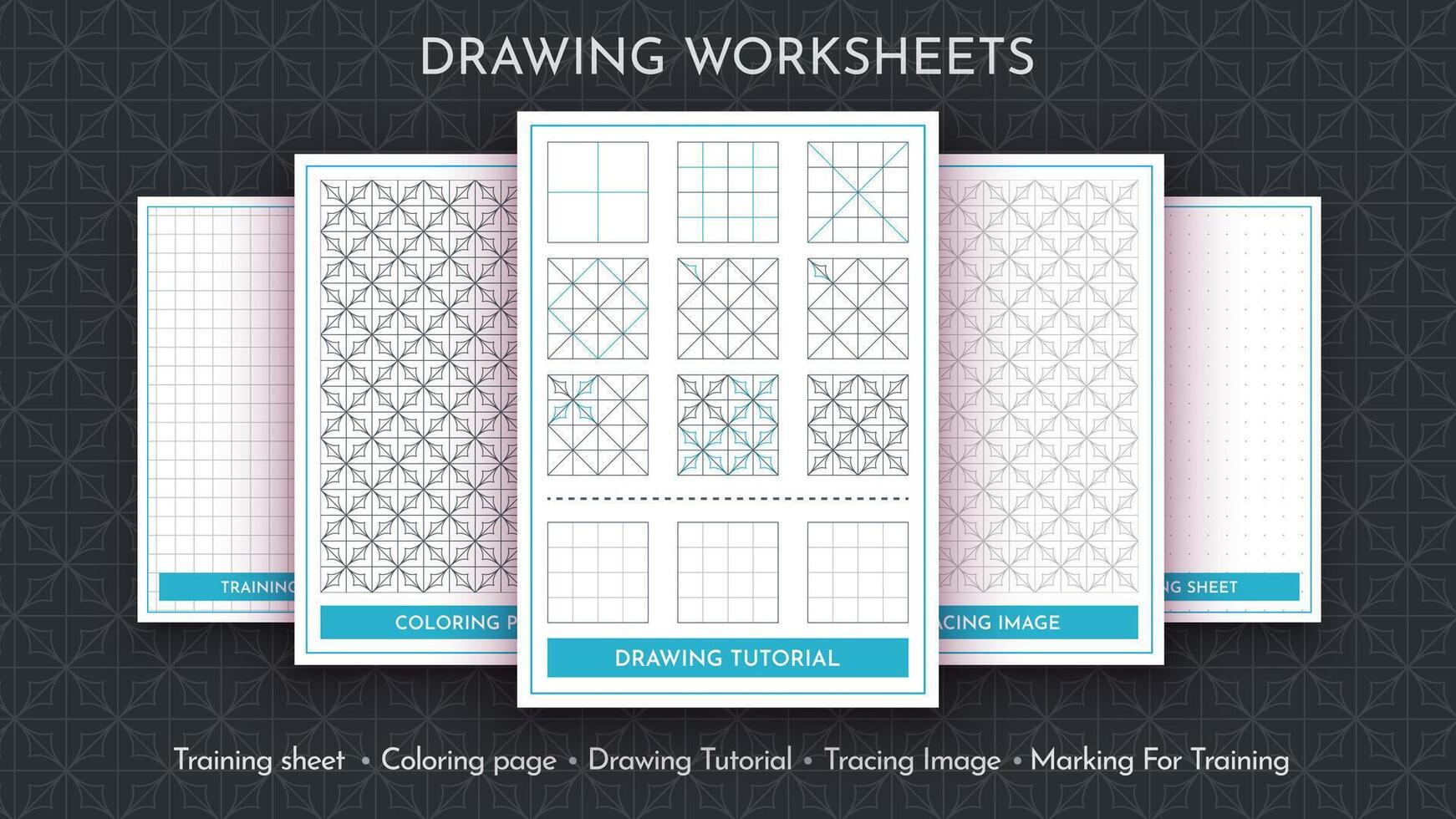 How to Draw a Pattern. Step by Step Drawing Tutorial. Draw Guide Worksheet. Simple Instruction for Kids and Adults vector