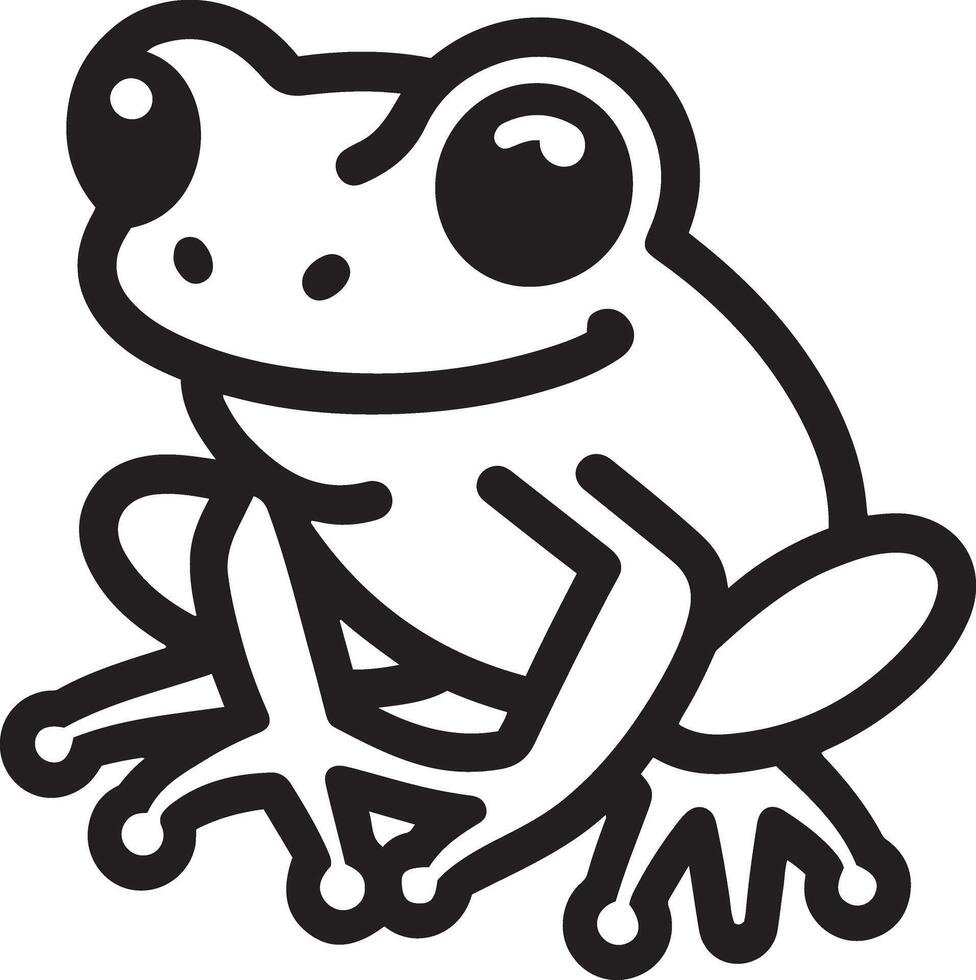 Tree Frog silhouette outline illustration on white background. vector