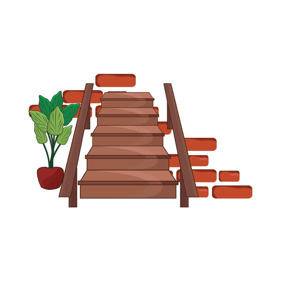 ilustración de de madera escalera vector