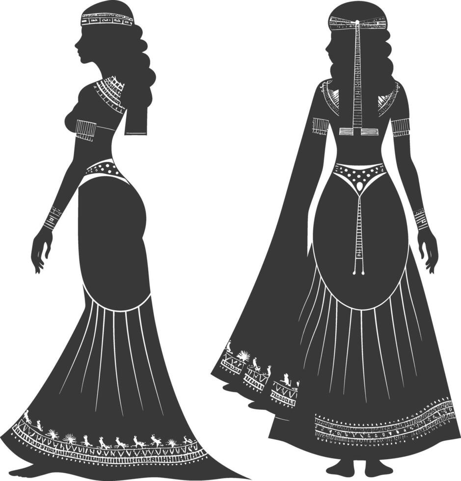 Silhouette independent egyptian women wearing tob sebleh black color only vector