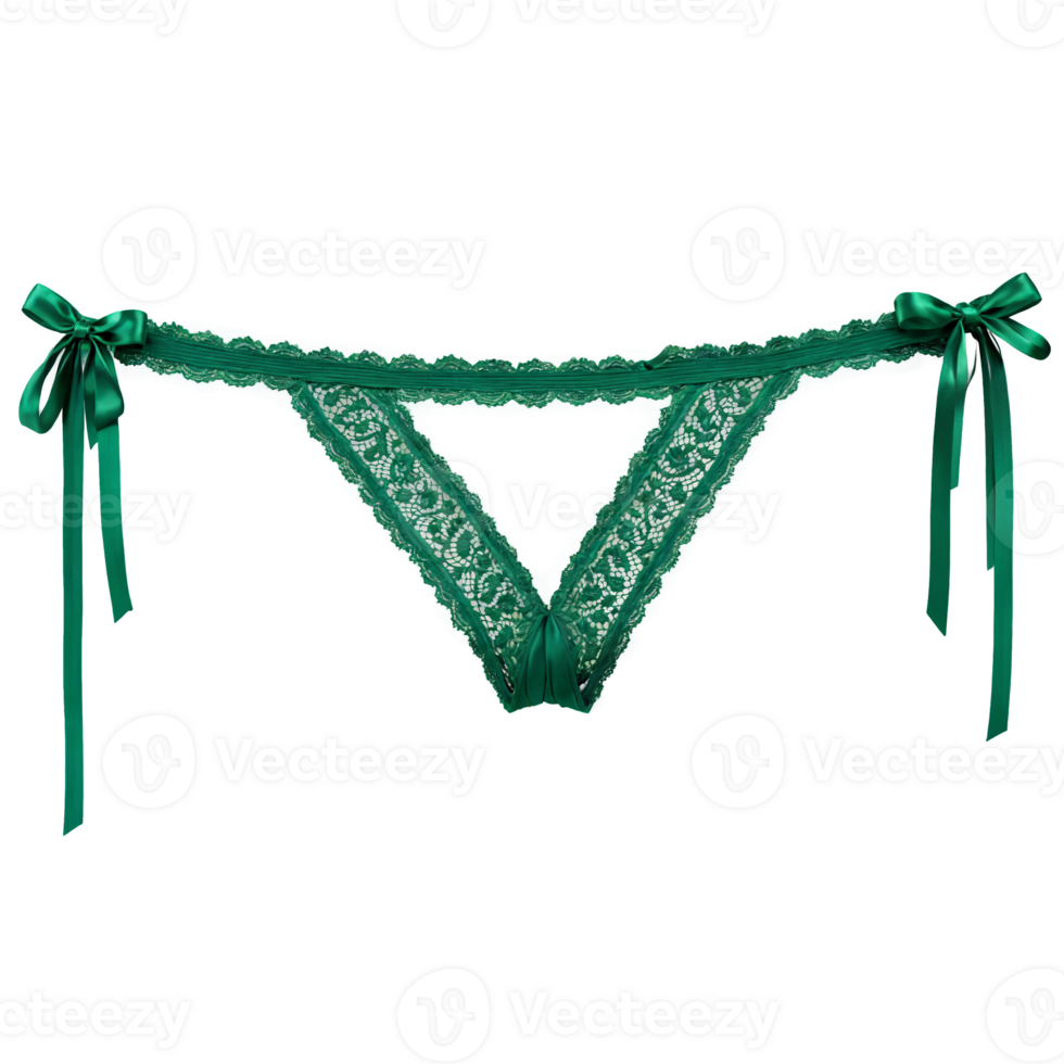 Green Lace G String A pair of green lace G string with intricate lace detailing png