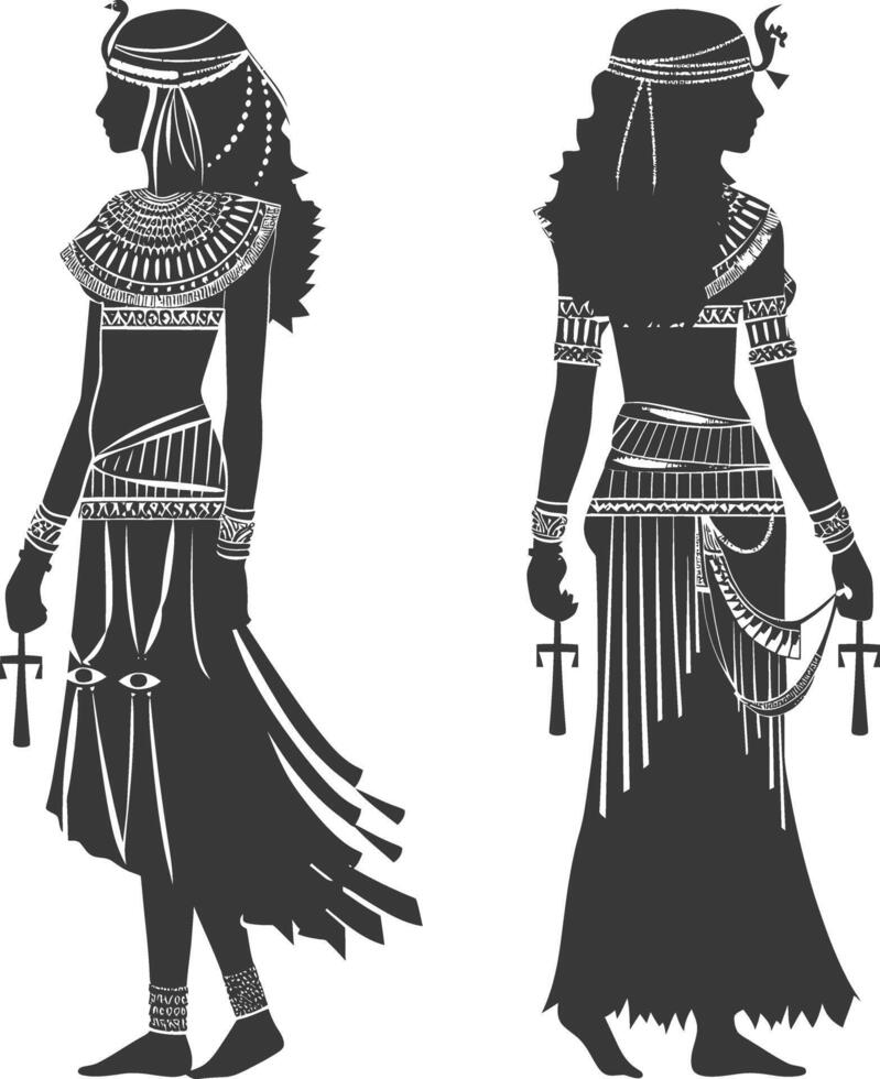 silueta independiente egipcio mujer vistiendo tob sebleh negro color solamente vector