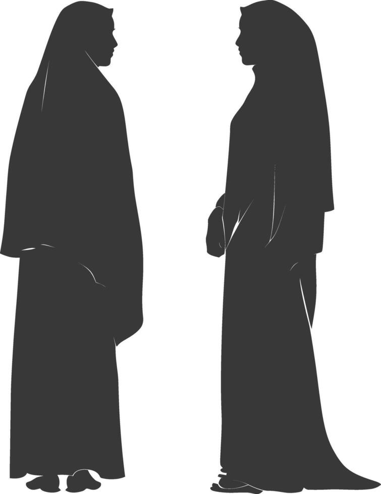 Silhouette independent emirates women wearing Abaya black color only vector