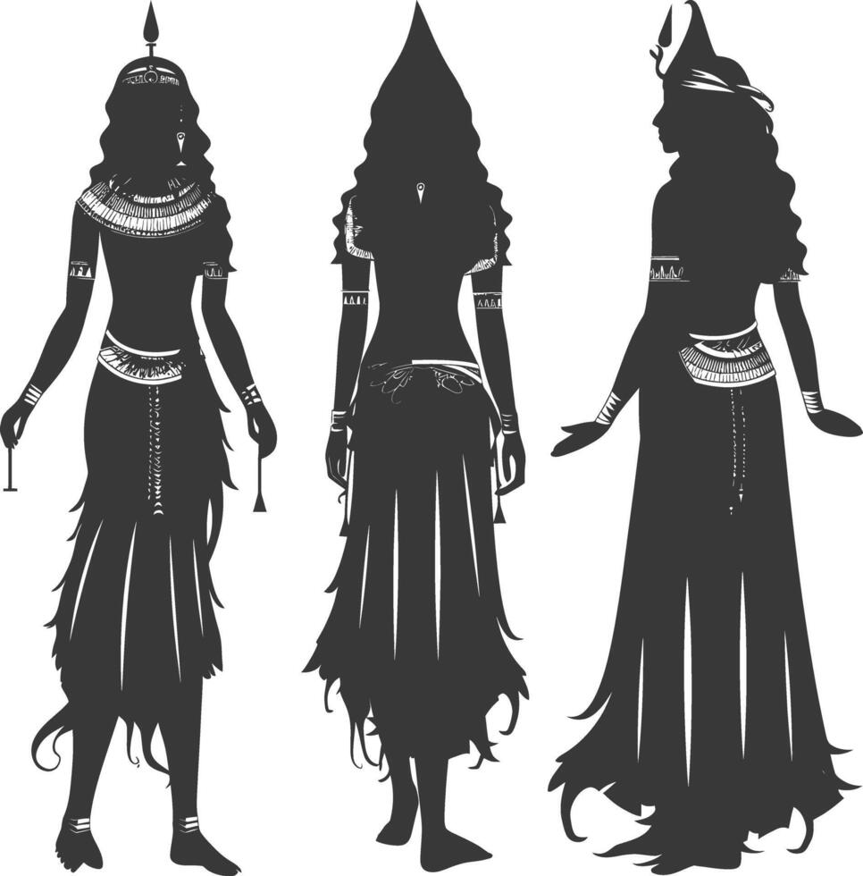 Silhouette independent egyptian women wearing tob sebleh black color only vector