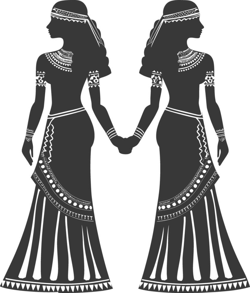 Silhouette independent egyptian women wearing tob sebleh black color only vector